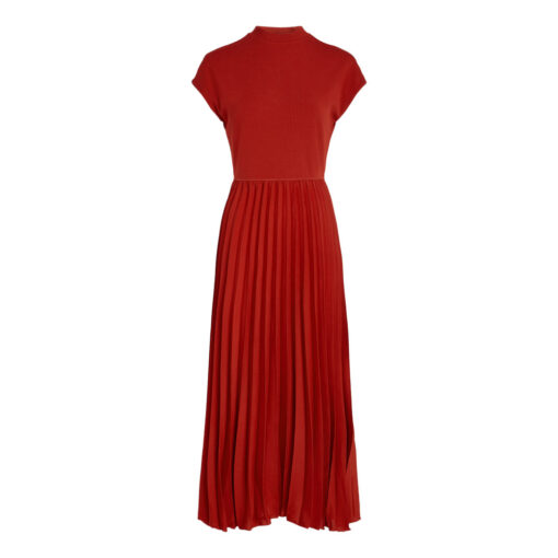 Tommy Hilfiger WW0WW42020 XNN 5X2 Rib Mock Neck Pleat Midi Dress