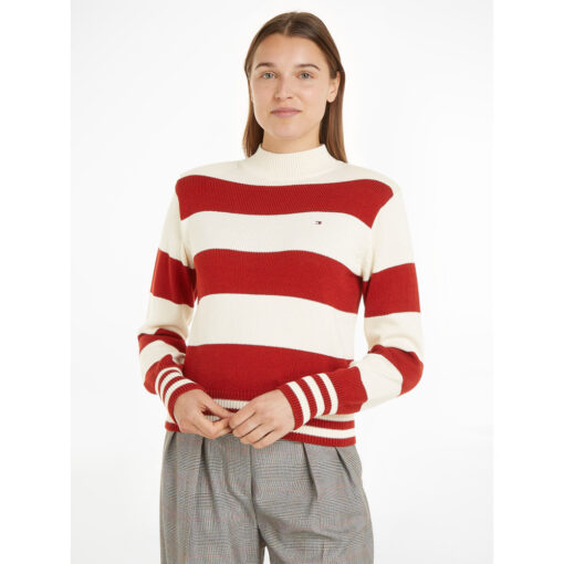 Tommy Hilfiger WW0WW42155 XNN Rugby Stripe Mock Neck Sweater