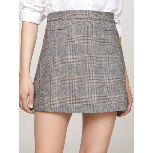 Tommy Hilfiger WW0WW434710OH Wool Mix Check Mini Skirt