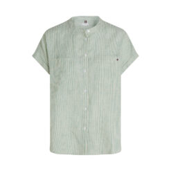 Tommy Hilfiger WW0WW447150CF Essentiel Linen Collarless SS Blouse