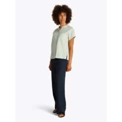 Tommy Hilfiger WW0WW447150CF Essentiel Linen Collarless SS Blouse