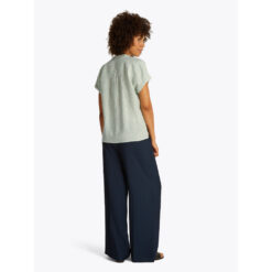 Tommy Hilfiger WW0WW447150CF Essentiel Linen Collarless SS Blouse