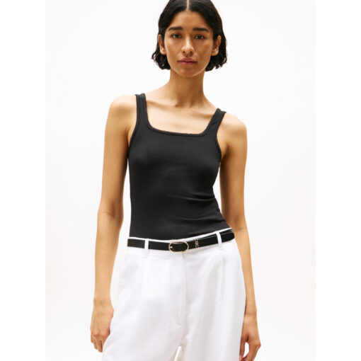 Tommy Hilfiger WW0WW45444 Black 5x2 Rib Square Neck Tank Top