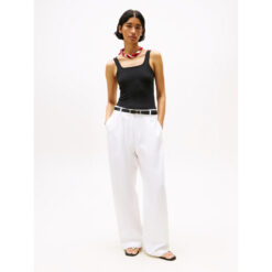 Tommy Hilfiger WW0WW45444 Black 5x2 Rib Square Neck Tank Top