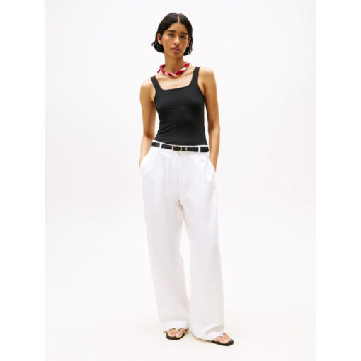 Tommy Hilfiger WW0WW45444 Black 5x2 Rib Square Neck Tank Top