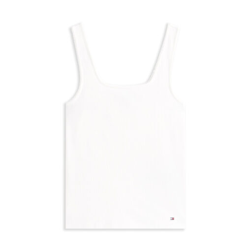 Tommy Hilfiger WW0WW45444 White 5x2 Rib Square Neck Tank Top