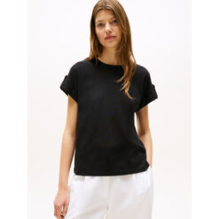 Tommy Hilfiger ww0ww45628 bds 0bb gold button mdrn c-nk ss tee t-shirt black 1