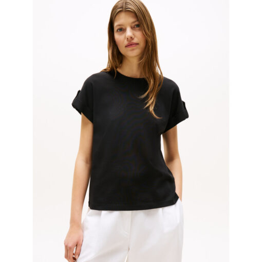 Tommy Hilfiger ww0ww45628 bds 0bb gold button mdrn c-nk ss tee t-shirt black 1