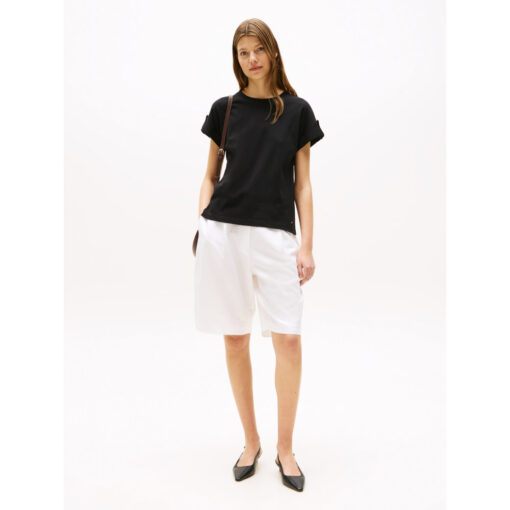 Tommy Hilfiger ww0ww45628 bds 0bb gold button mdrn c-nk ss tee t-shirt black 1